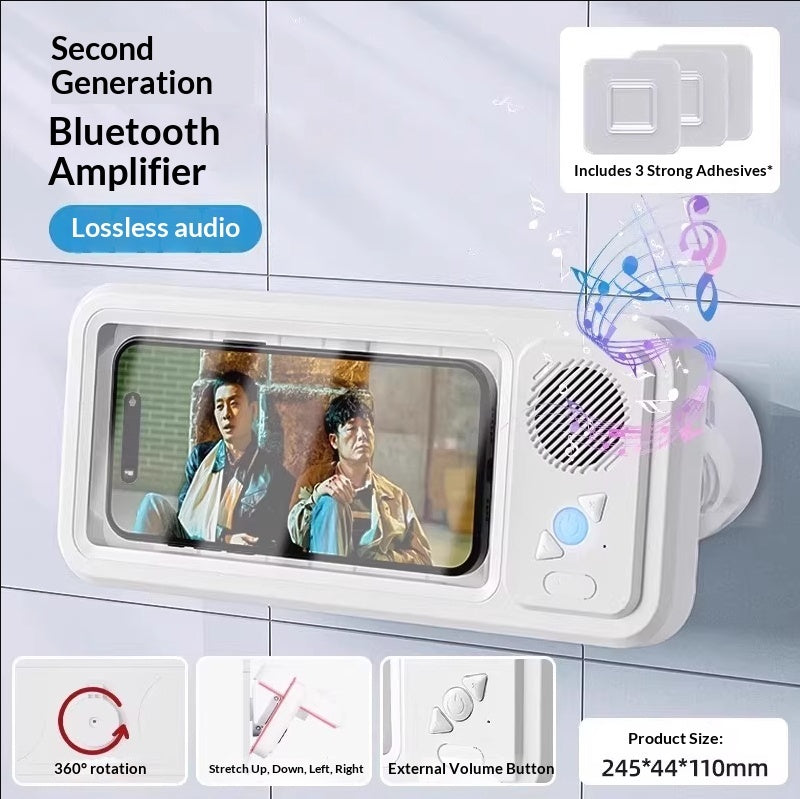 Waterproof Bluetooth Speaker Phone Holder For Bathroom And Shower