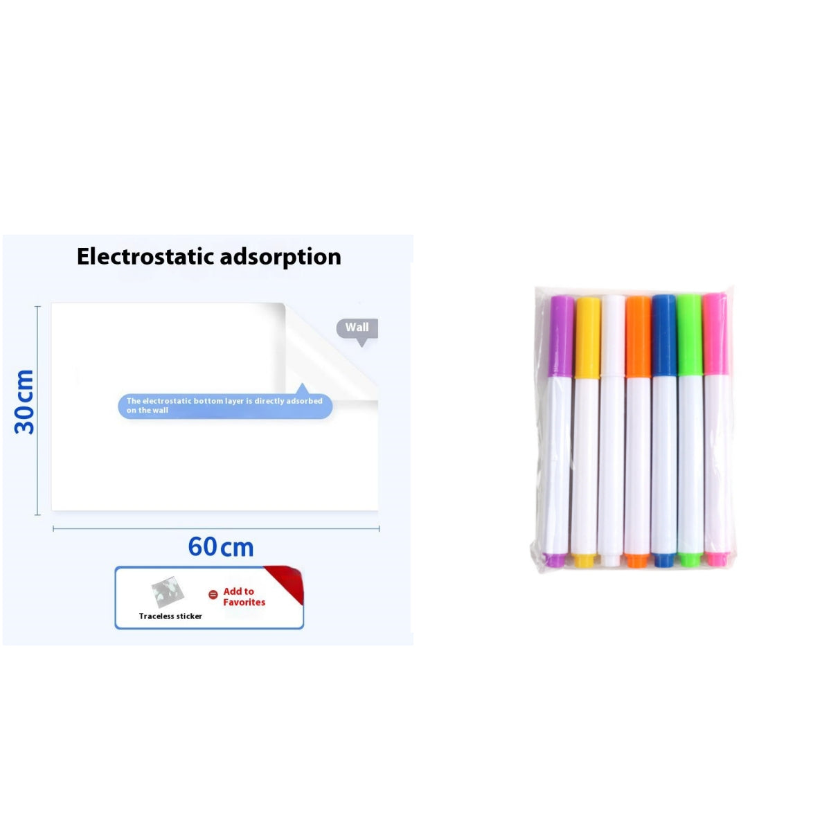 Plastic Electrostatic Adsorption Whiteboard Wall Sticker