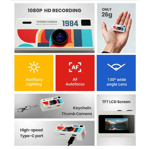 Mini Thumb Camera 1080P Wide Angle Lens Student Outdoor Sports Camera With 32GB Card Photo Video Mini Travel Pocket Camera